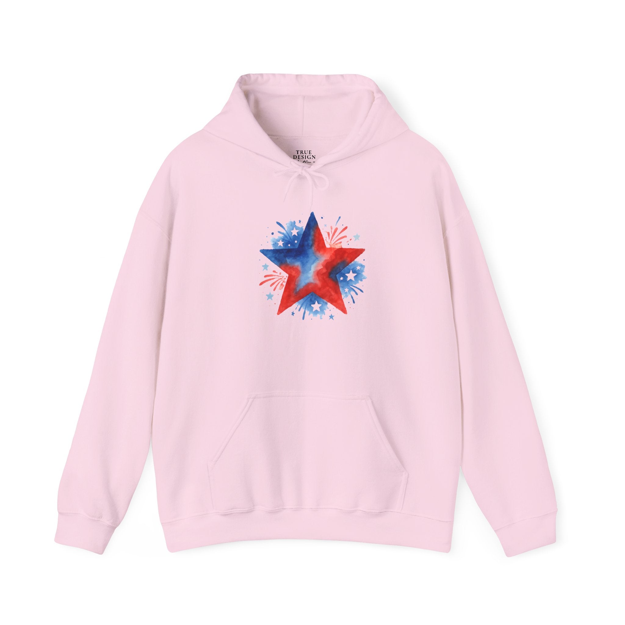 Patriotic Red & Blue Star Hoodie — 4th of July Firework Sweatshirt