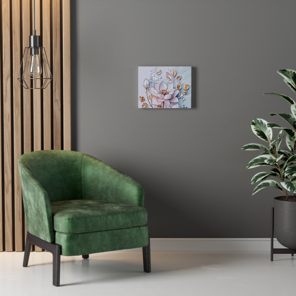 Floral Lotus Stretched Canvas Wall Art — Pastel Bloom Decorative Canvas