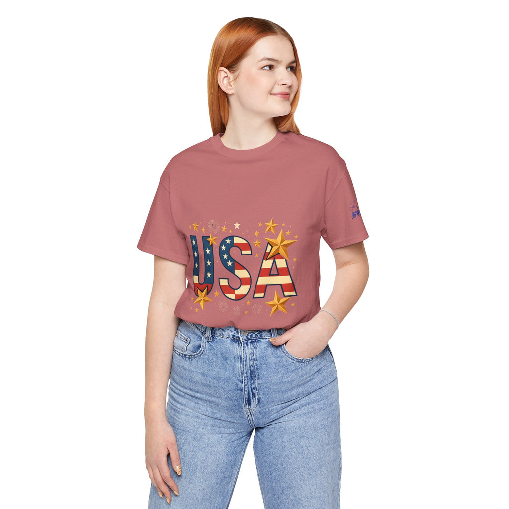 USA Flag Stars T-Shirt — Patriotic American Independence Day Tee