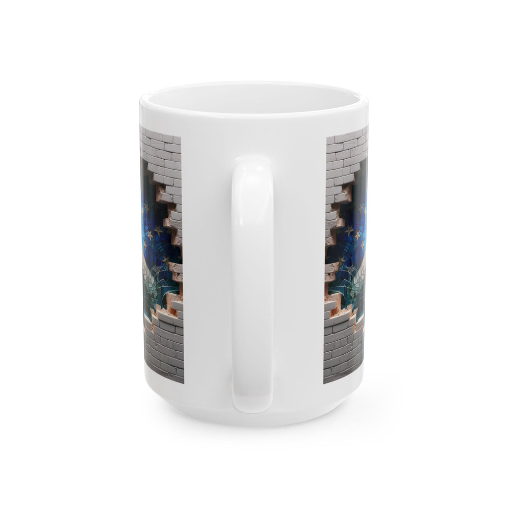 Patriotic Mosaic Brick Wall Ceramic Mug - Perfect for Sipping