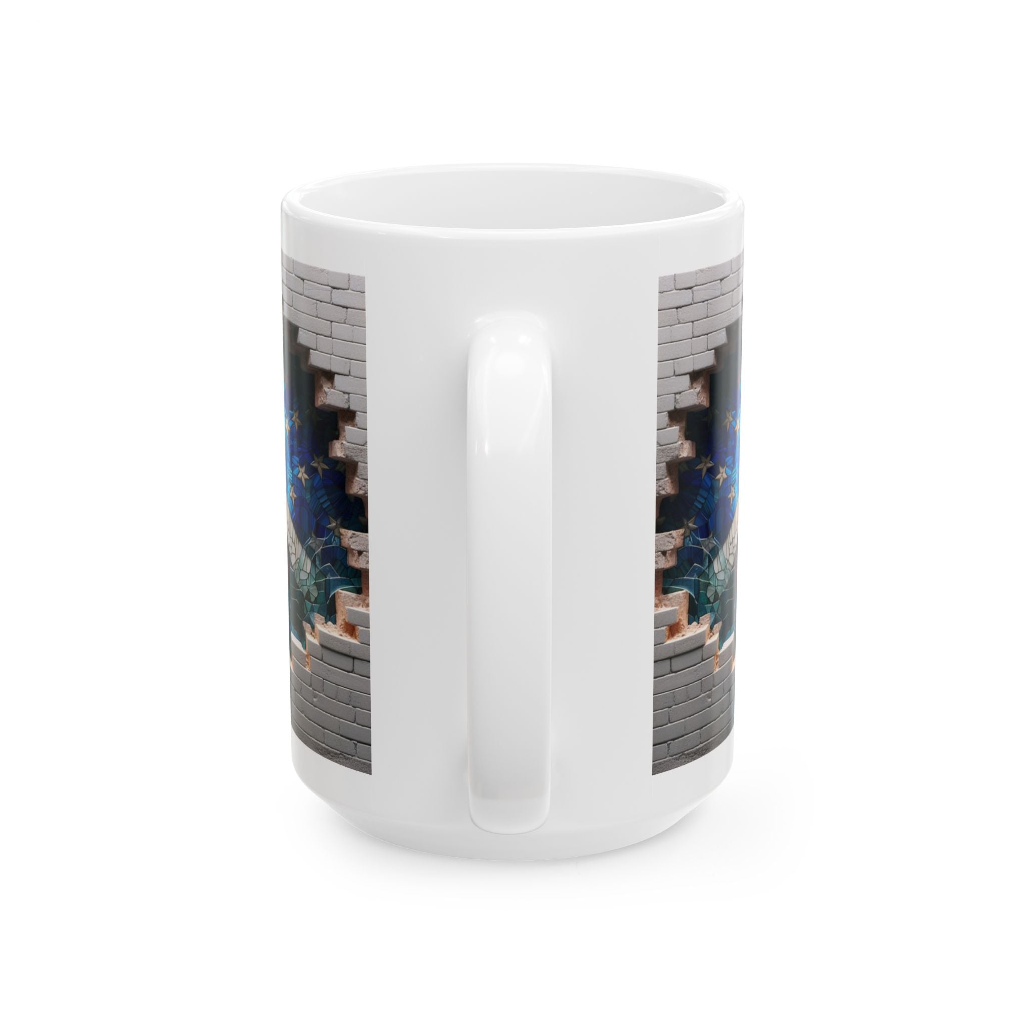 Patriotic Mosaic Brick Wall Ceramic Mug - Perfect for Sipping