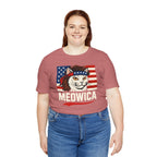 T-Shirt — "Meowica" Patriotic Cat Tee (American Flag, Funny 4th of July Shirt)