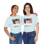 T-Shirt — "Meowica" Patriotic Cat Tee (American Flag, Funny 4th of July Shirt)