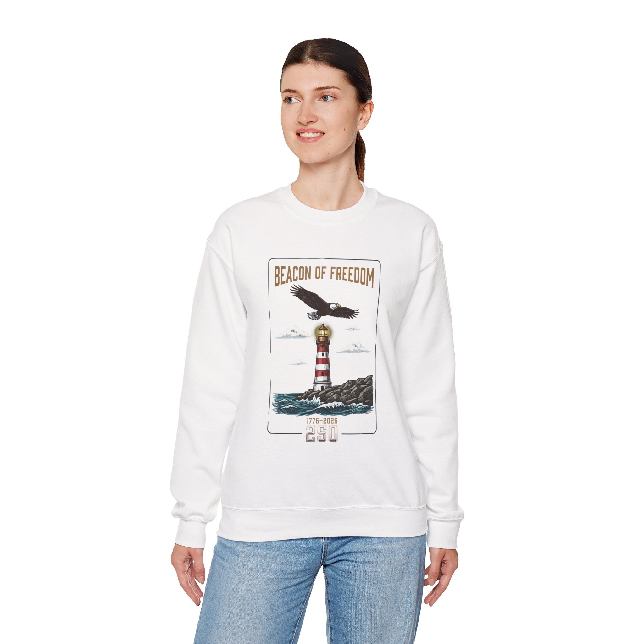 Beacon of Freedom Lighthouse Sweatshirt | 250th 4th of July Patriotic Milestone