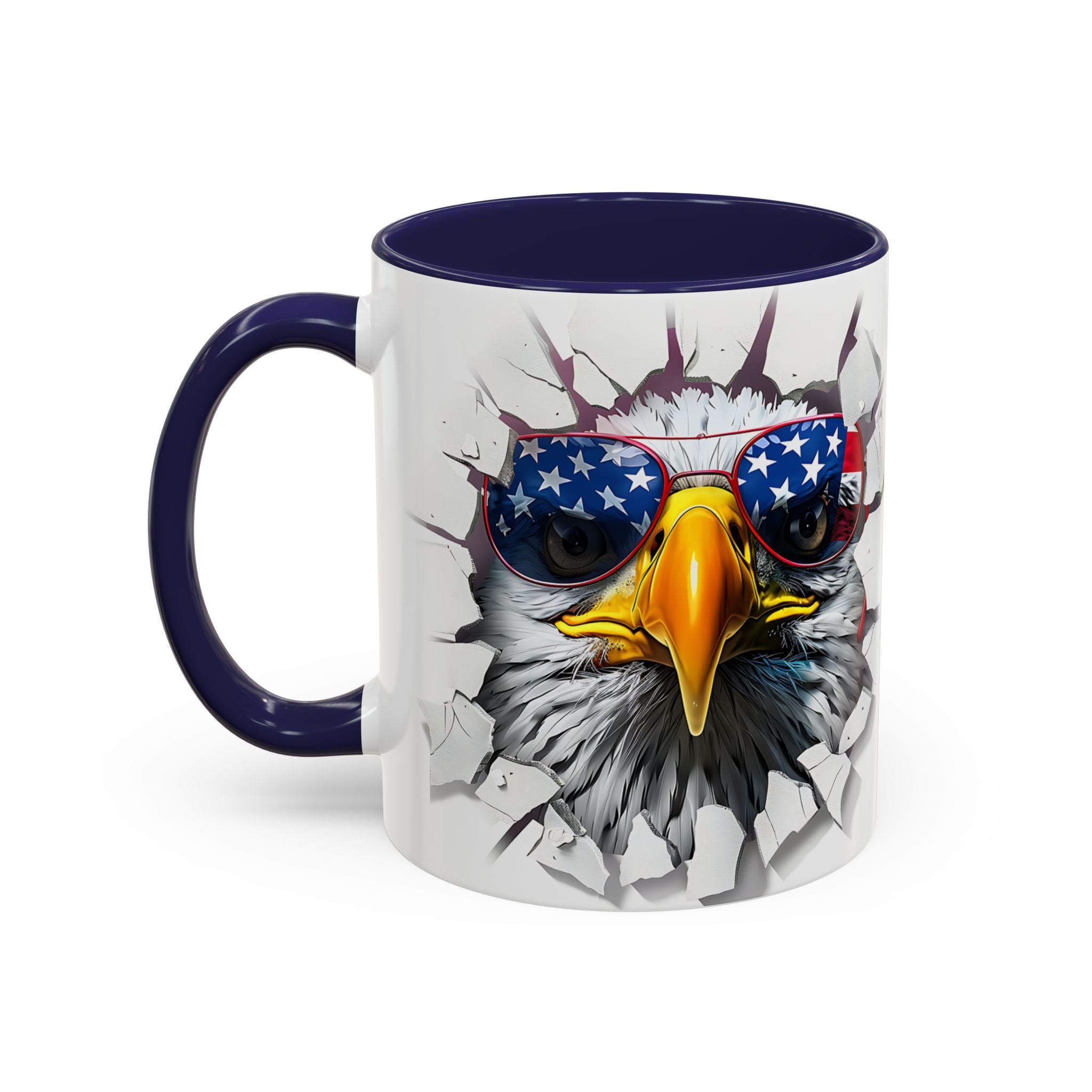 American Eagle Coffee Mug with USA Flag Accent Design