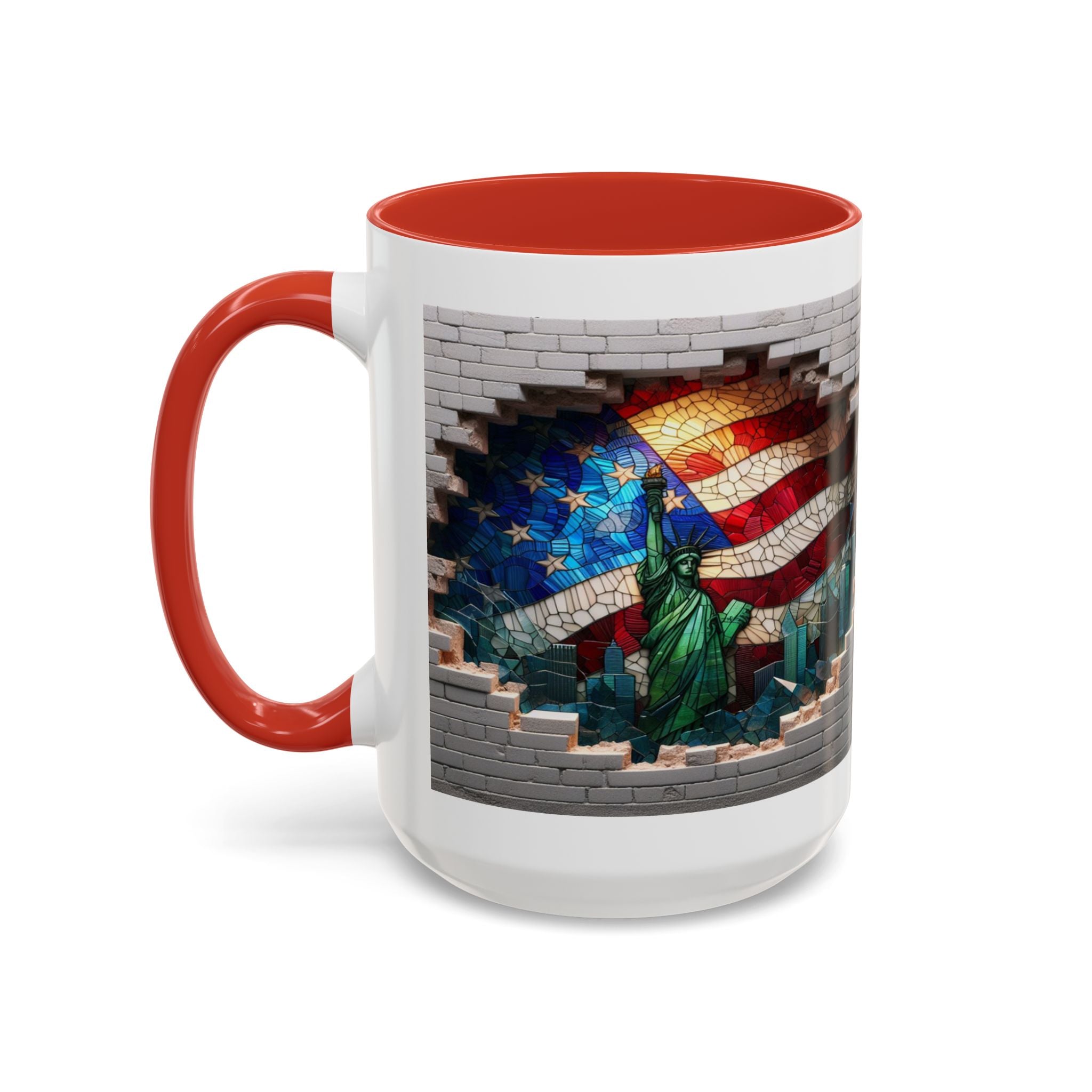 American Flag & Statue of Liberty Accent Coffee Mug – Patriotic USA Ceramic Mug