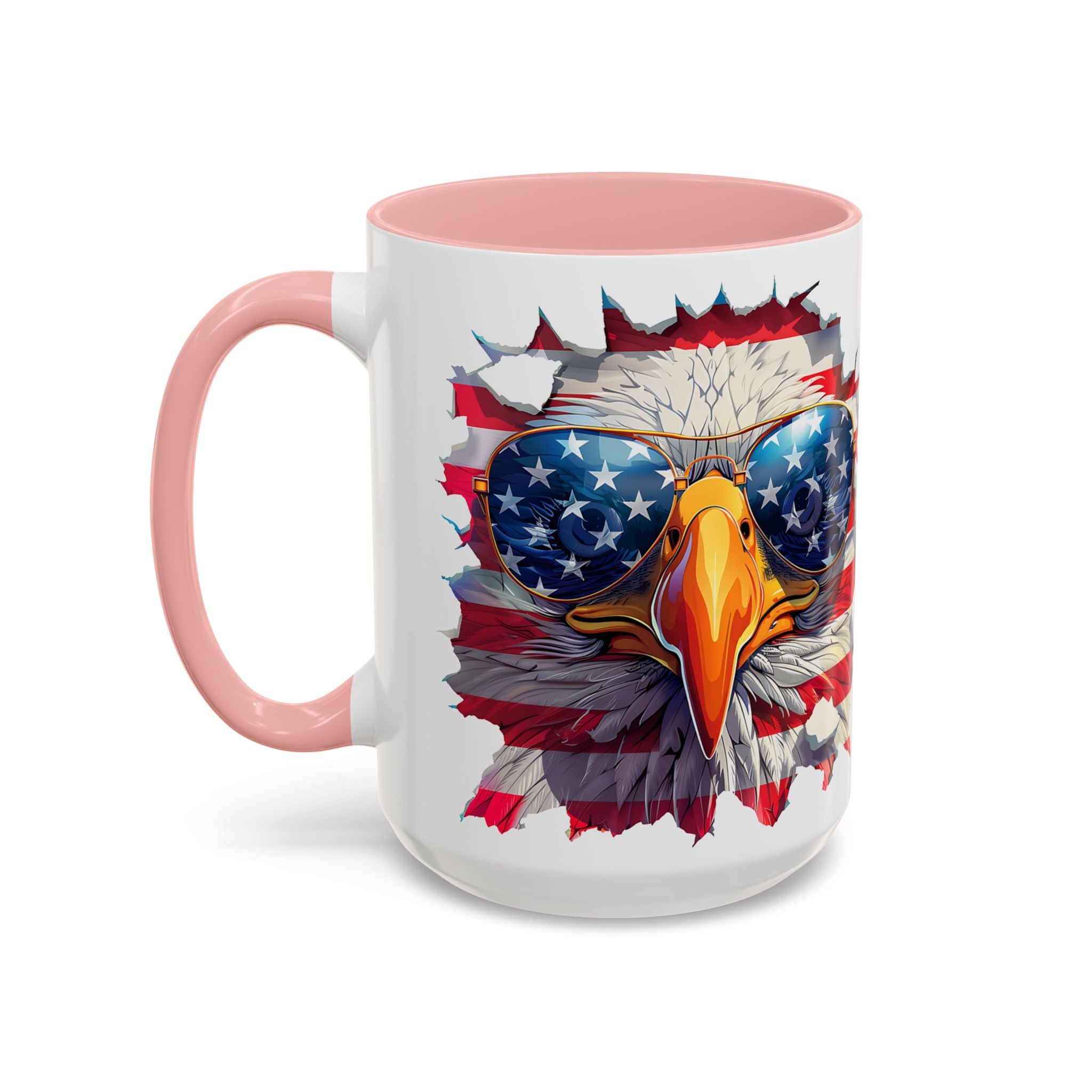 American Bald Eagle Accent Coffee Mug with Stars & Stripes