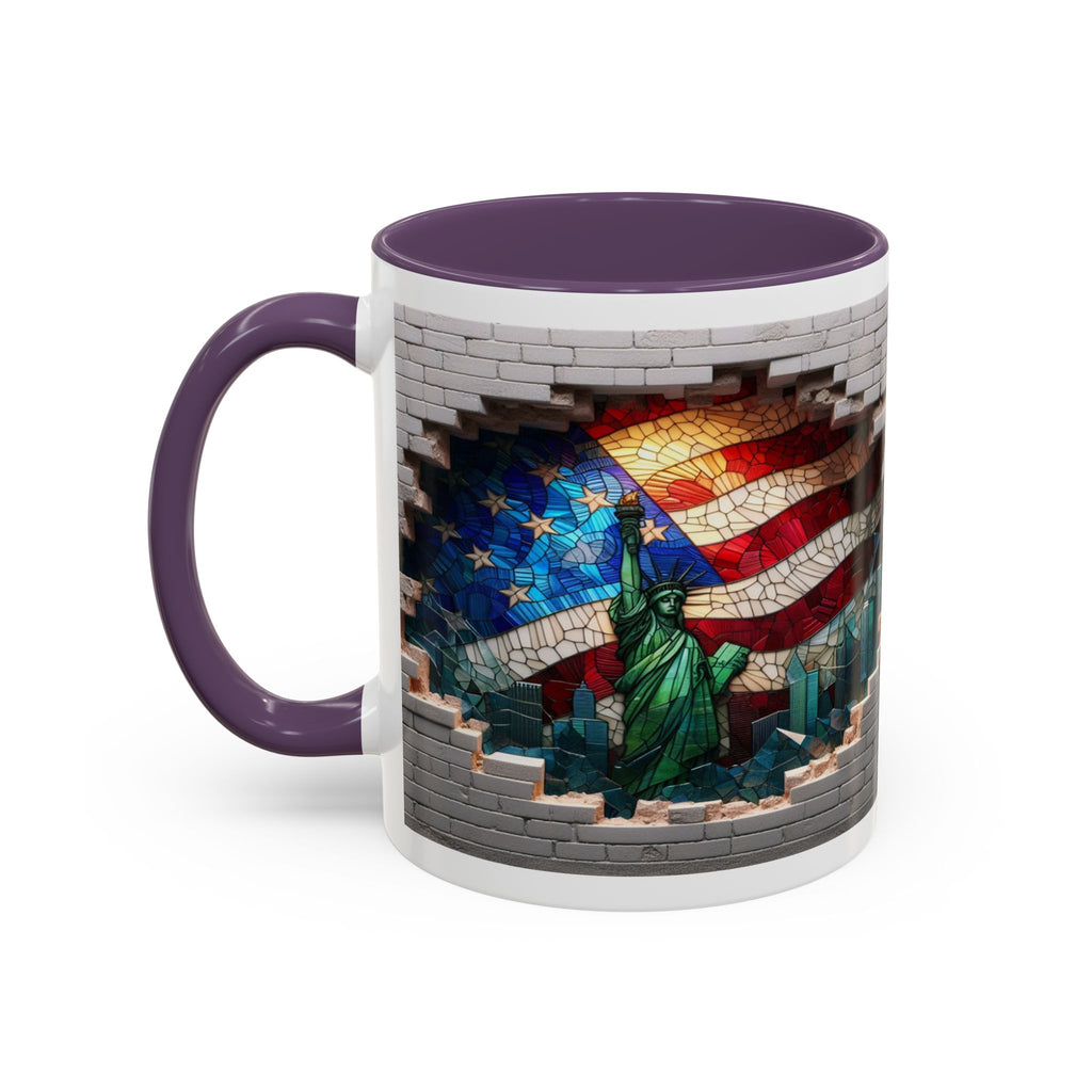 American Flag & Statue of Liberty Accent Coffee Mug – Patriotic USA Ceramic Mug