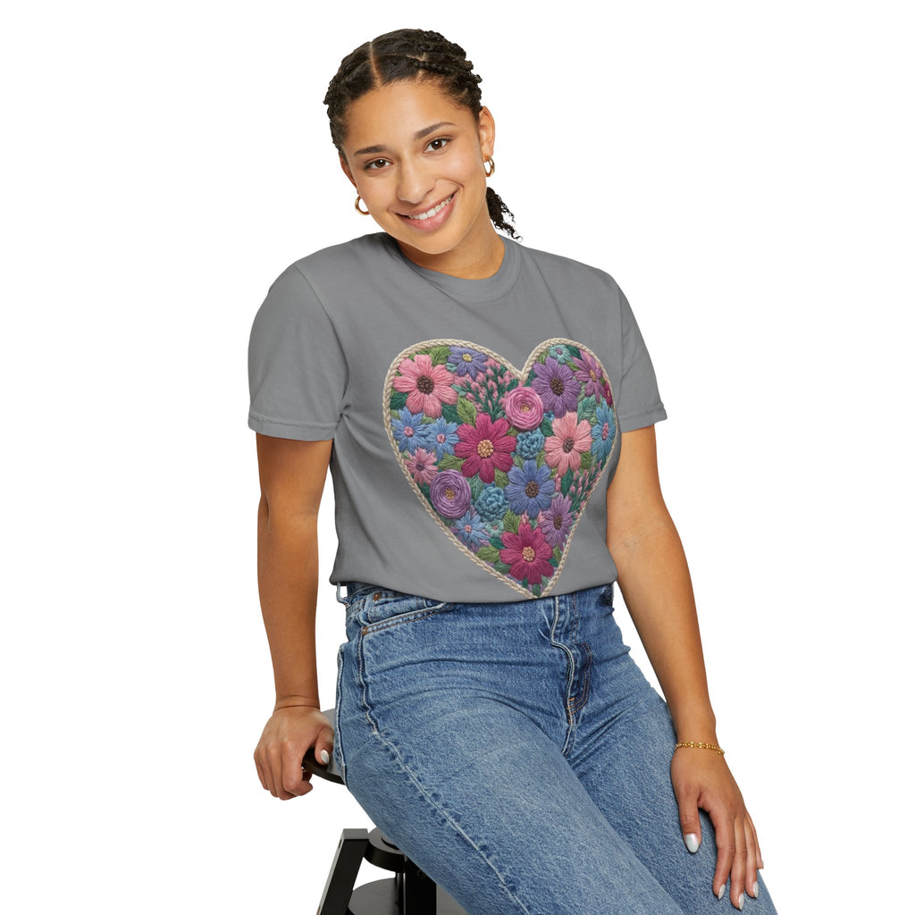 Floral Heart T-Shirt — Colorful Bouquet Heart Graphic (Print It Your Way)
