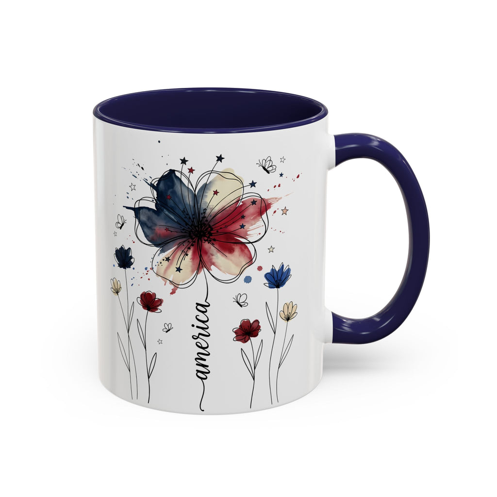 Patriotic Anemone Accent Coffee Mug Classic Floral Design