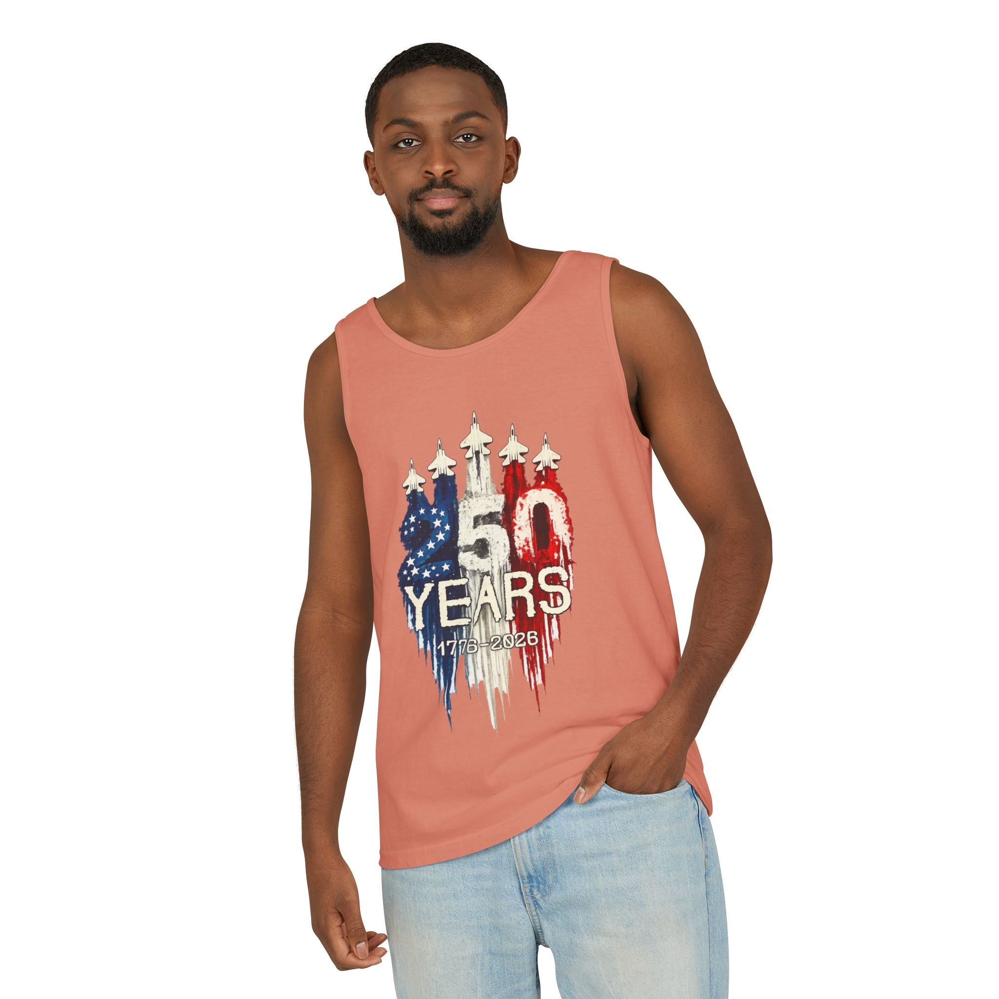 50 Years American Flag Castle Tank Top for Celebratory Wear