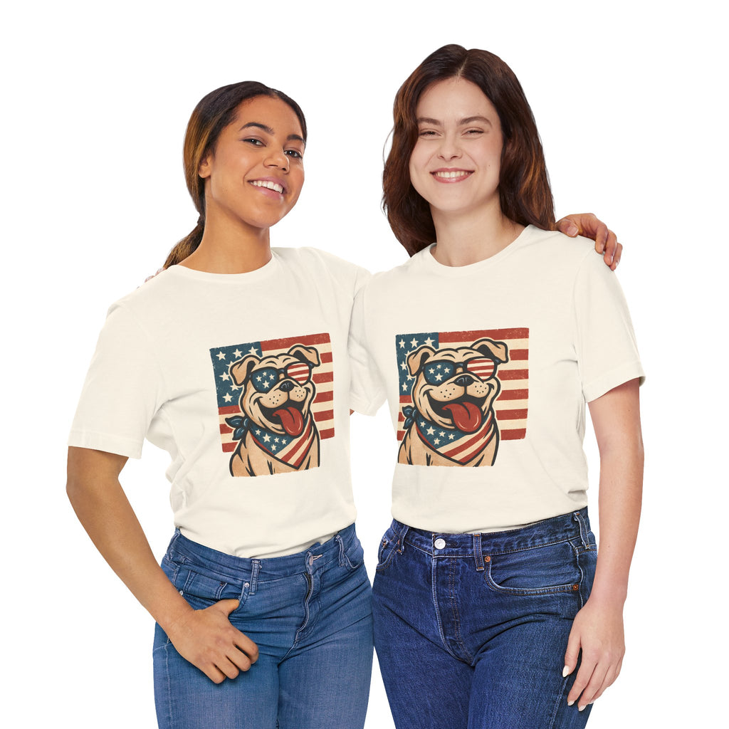 Dog's are Patriotic Too (American Flag, Funny 4th of July Shirt)