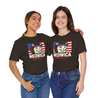 T-Shirt — "Meowica" Patriotic Cat Tee (American Flag, Funny 4th of July Shirt)