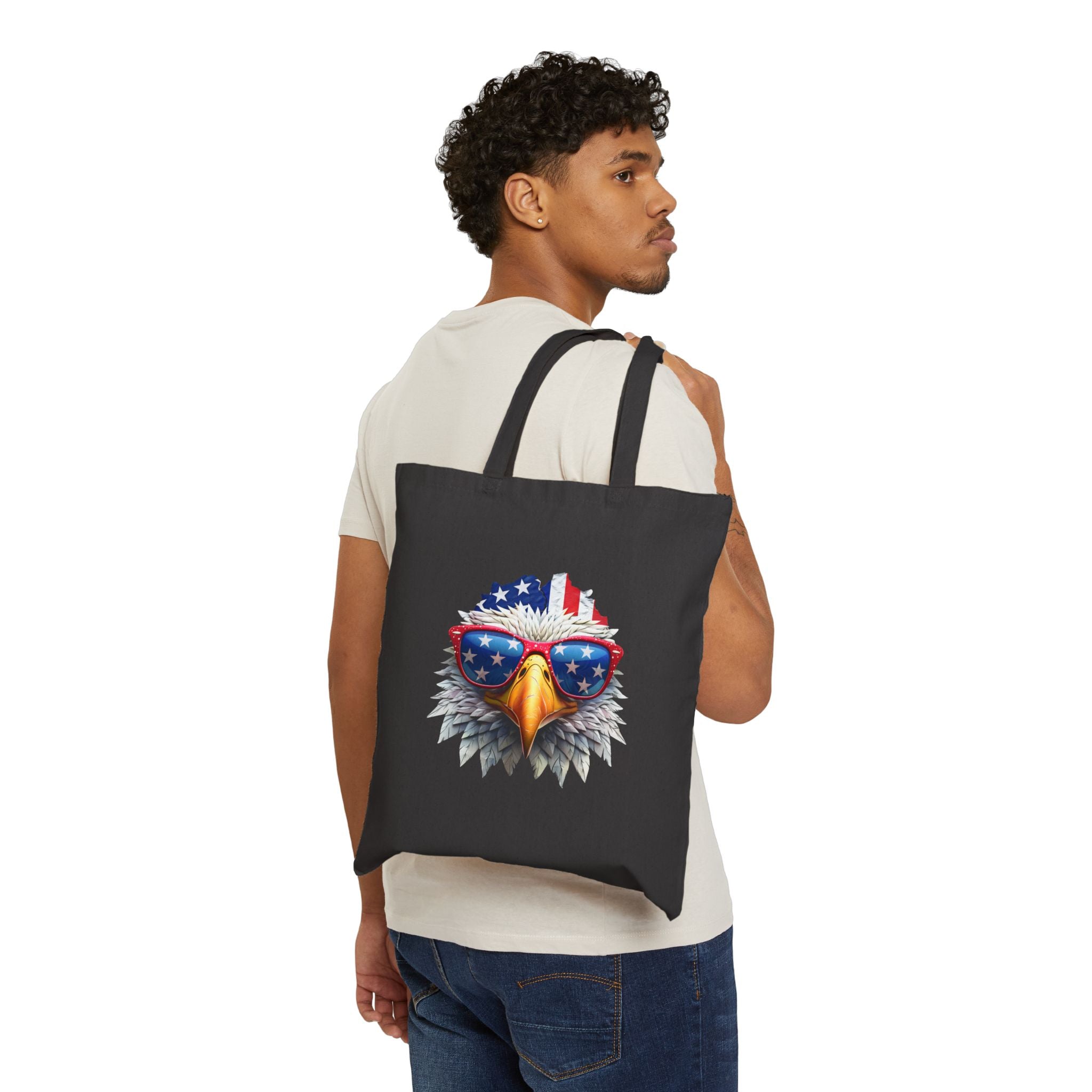 Patriotic Eagle Sunglasses Canvas Tote Bag