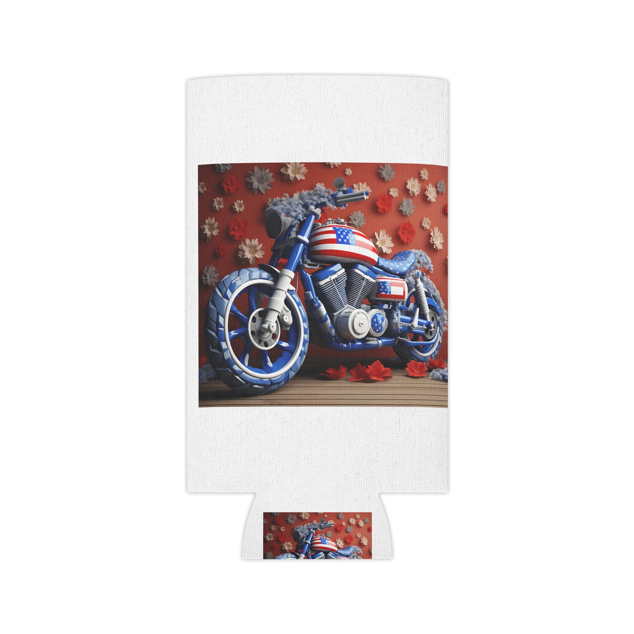 American Flag Motorcycle Can Cooler for Patriotic Gatherings