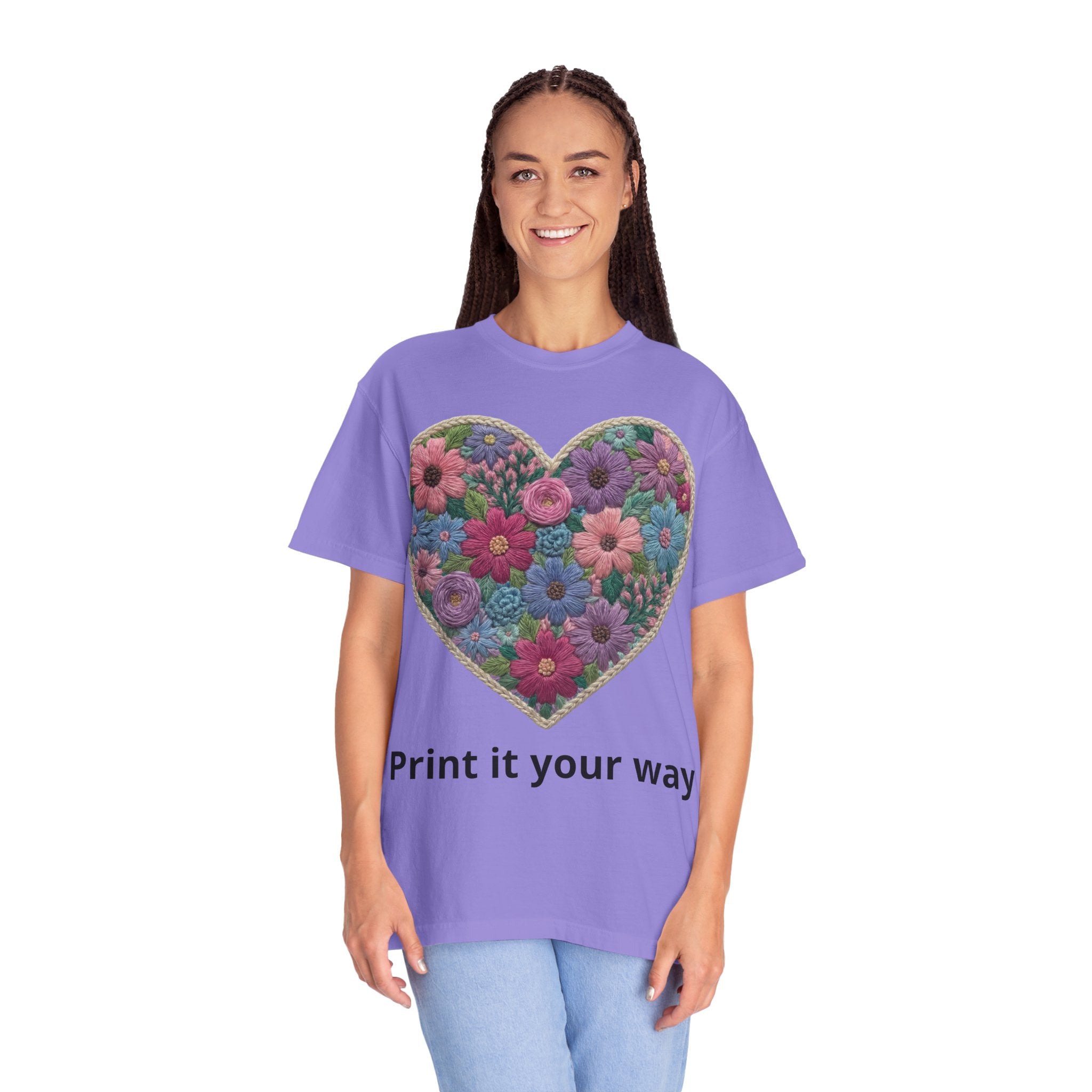 Floral Heart T-Shirt — Colorful Bouquet Heart Graphic (Print It Your Way)