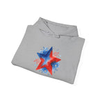 Patriotic Red & Blue Star Hoodie — 4th of July Firework Sweatshirt