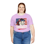 T-Shirt — "Meowica" Patriotic Cat Tee (American Flag, Funny 4th of July Shirt)