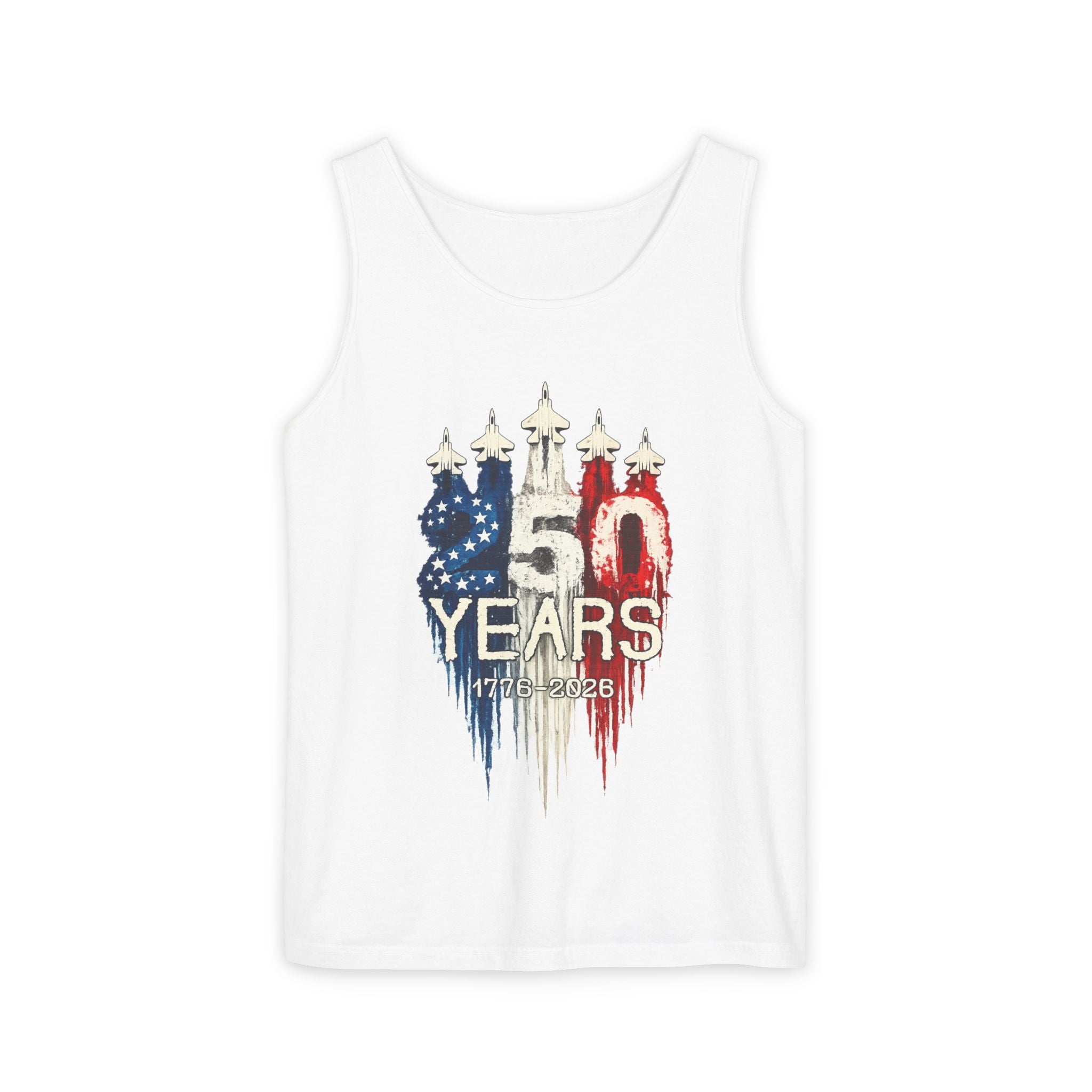 50 Years American Flag Castle Tank Top for Celebratory Wear