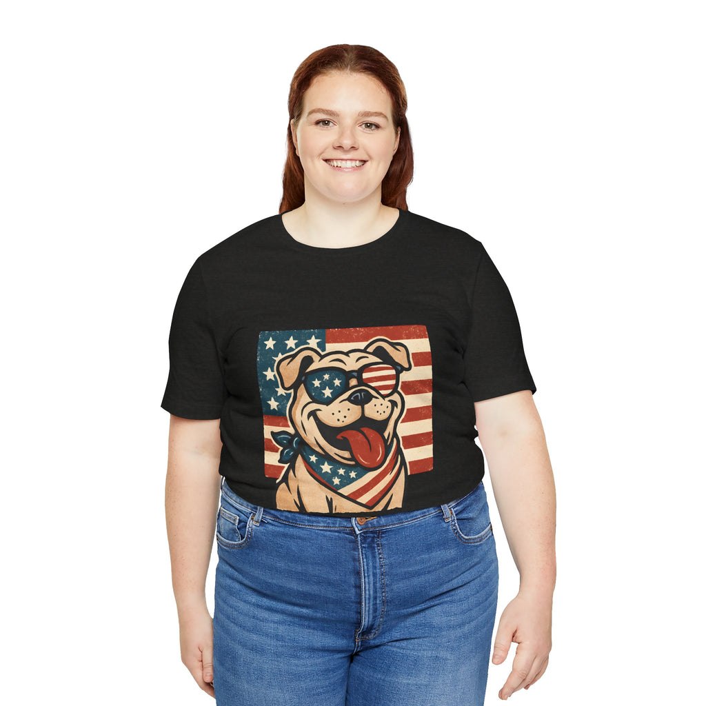 Dog's are Patriotic Too (American Flag, Funny 4th of July Shirt)