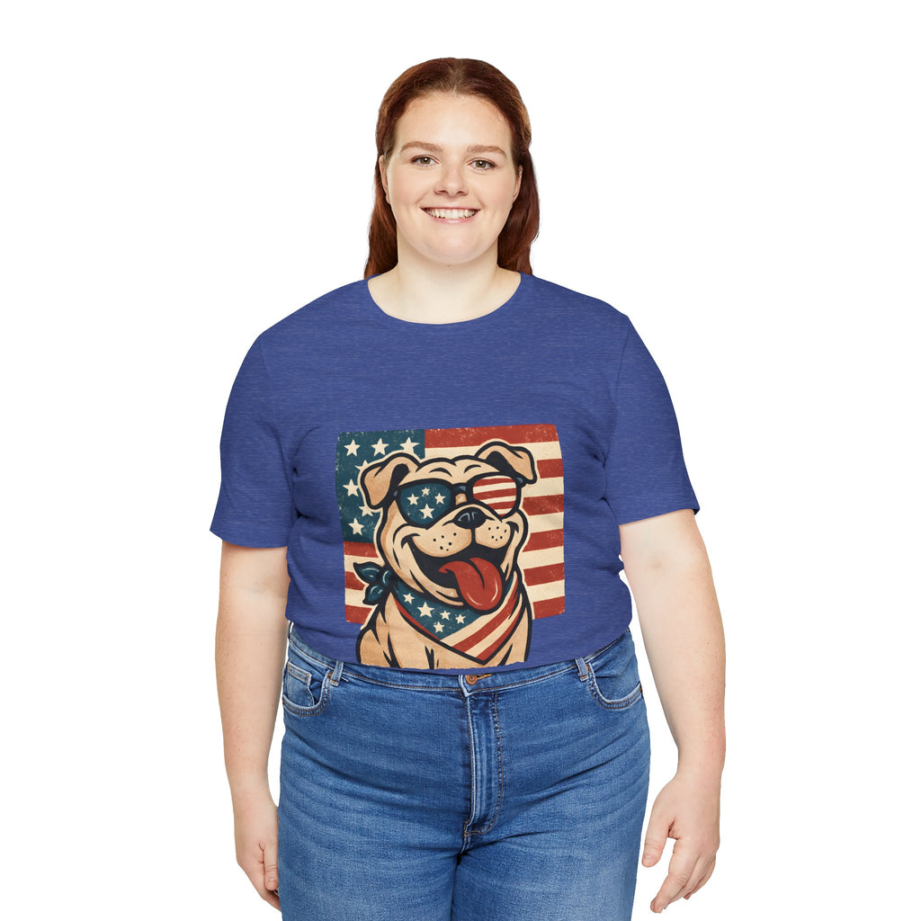 Dog's are Patriotic Too (American Flag, Funny 4th of July Shirt)