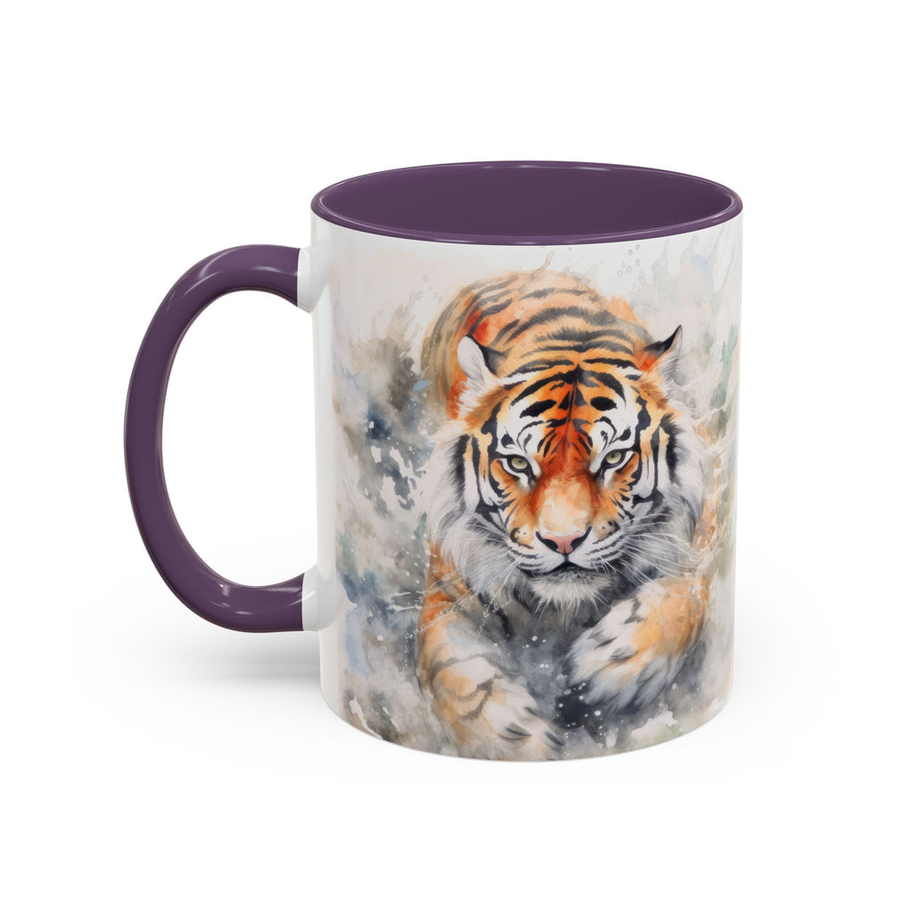 Tiger Watercolor Accent Coffee Mug – Artistic Wildlife Ceramic Mug (11/15oz)