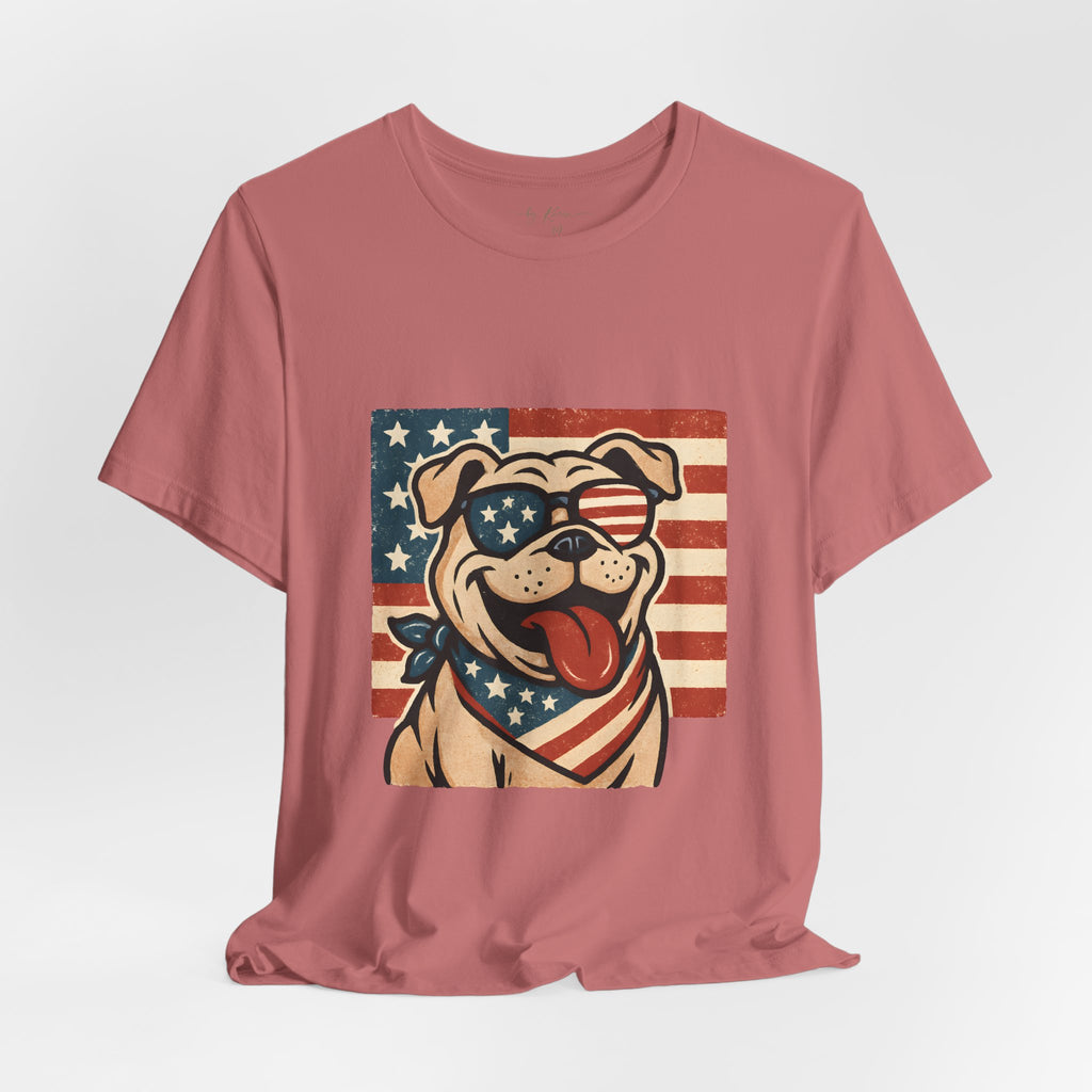 Dog's are Patriotic Too (American Flag, Funny 4th of July Shirt)