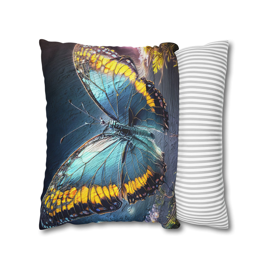 Blue and Yellow Butterfly Decorative Pillow Cover