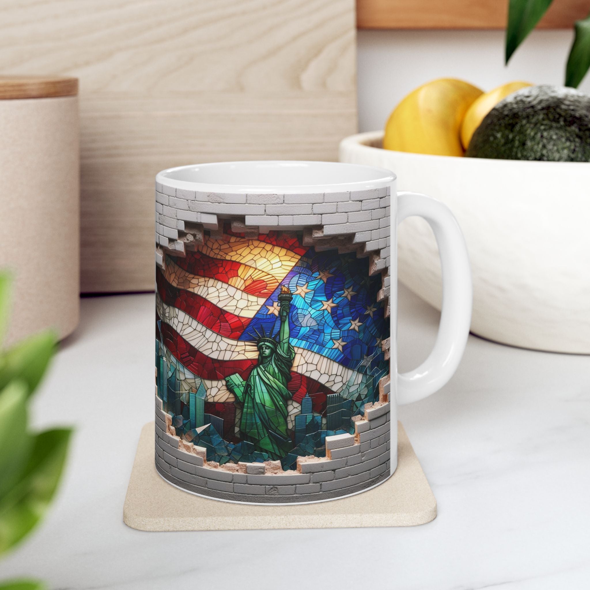 American Flag Urban Mosaic Ceramic Mug - Visual Delight in Your Hands