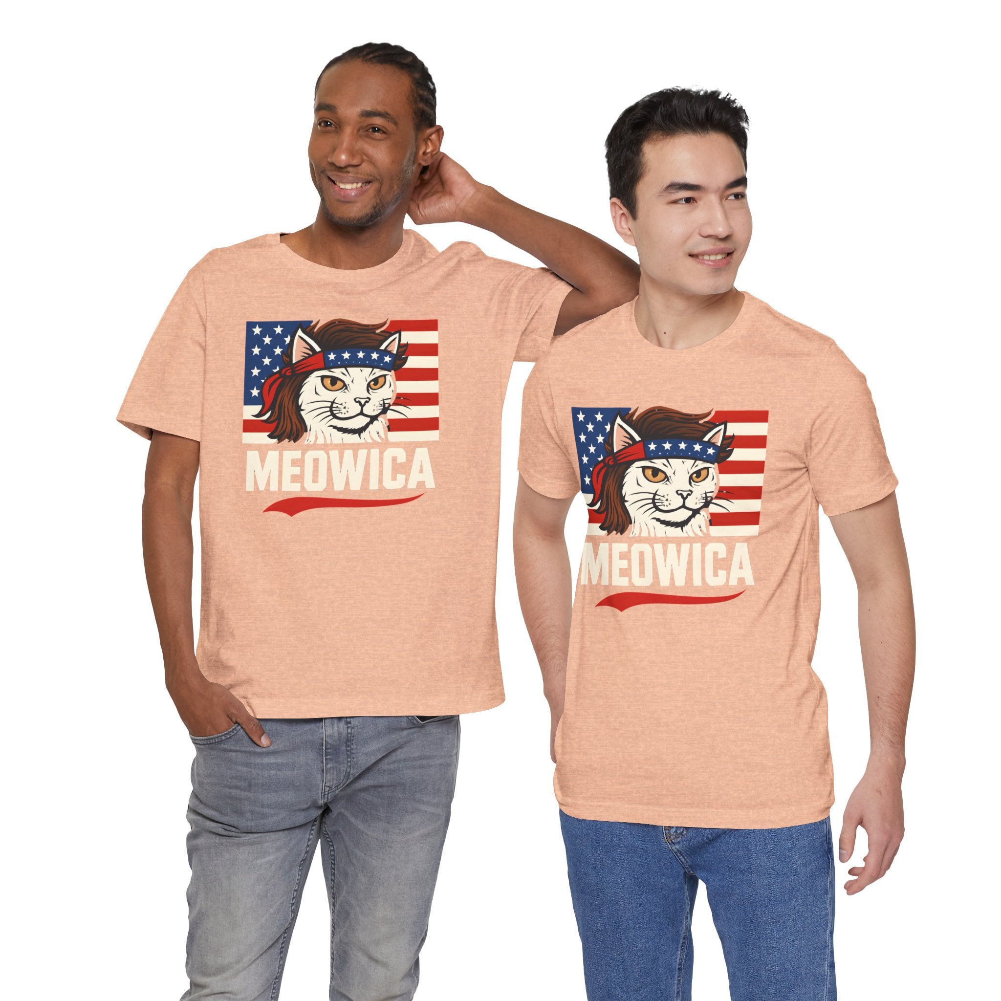 T-Shirt — "Meowica" Patriotic Cat Tee (American Flag, Funny 4th of July Shirt)