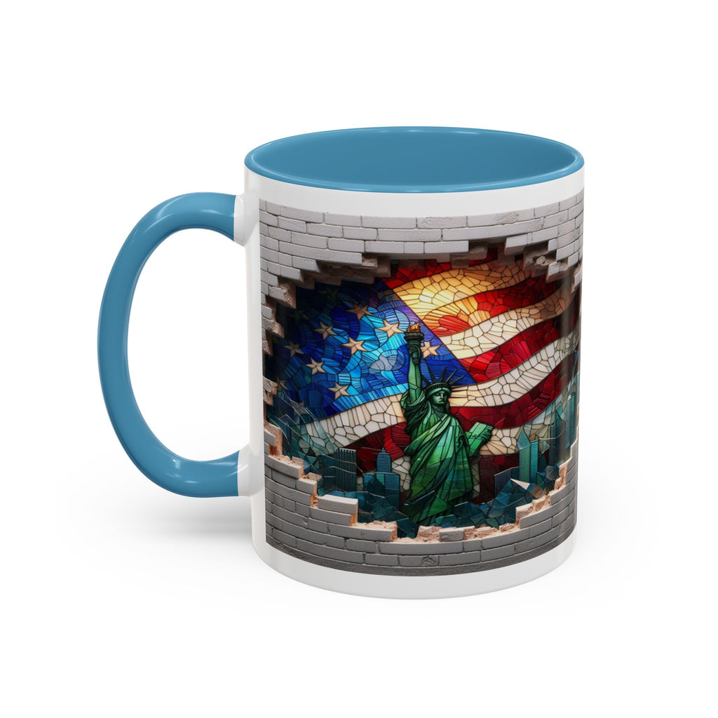 American Flag & Statue of Liberty Accent Coffee Mug – Patriotic USA Ceramic Mug
