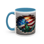American Flag & Statue of Liberty Accent Coffee Mug – Patriotic USA Ceramic Mug