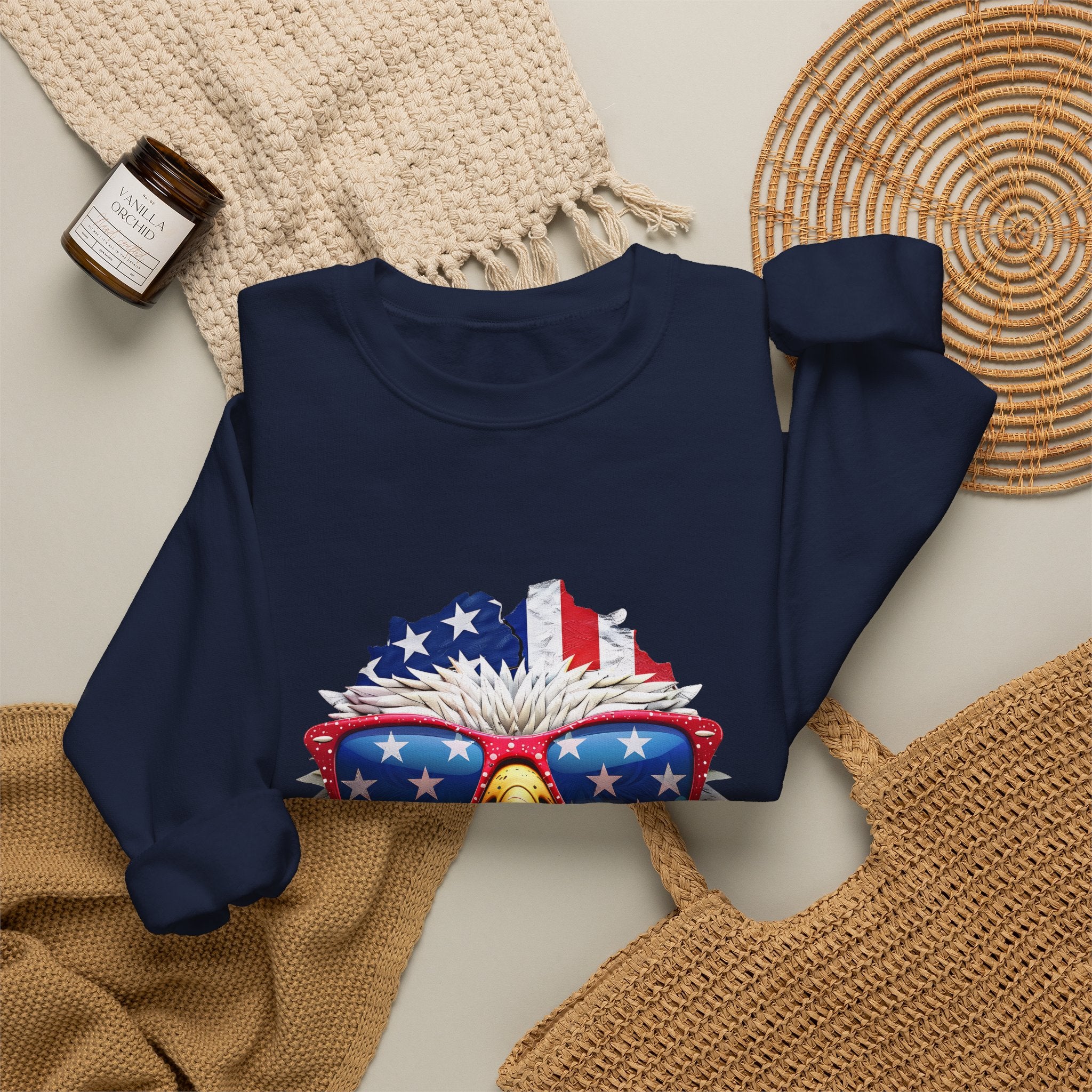 Eagle American Flag Sunglasses Crewneck Sweatshirt