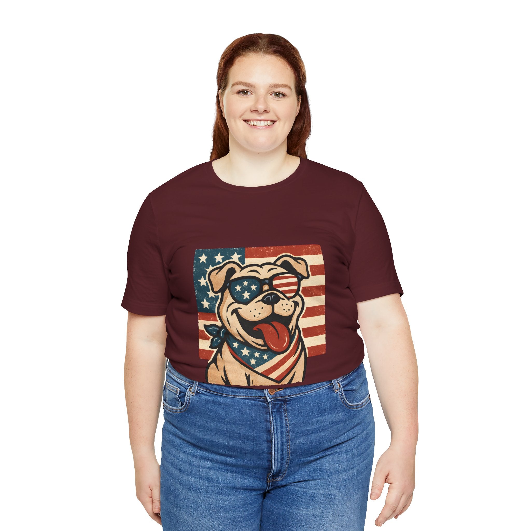 Dog's are Patriotic Too (American Flag, Funny 4th of July Shirt)