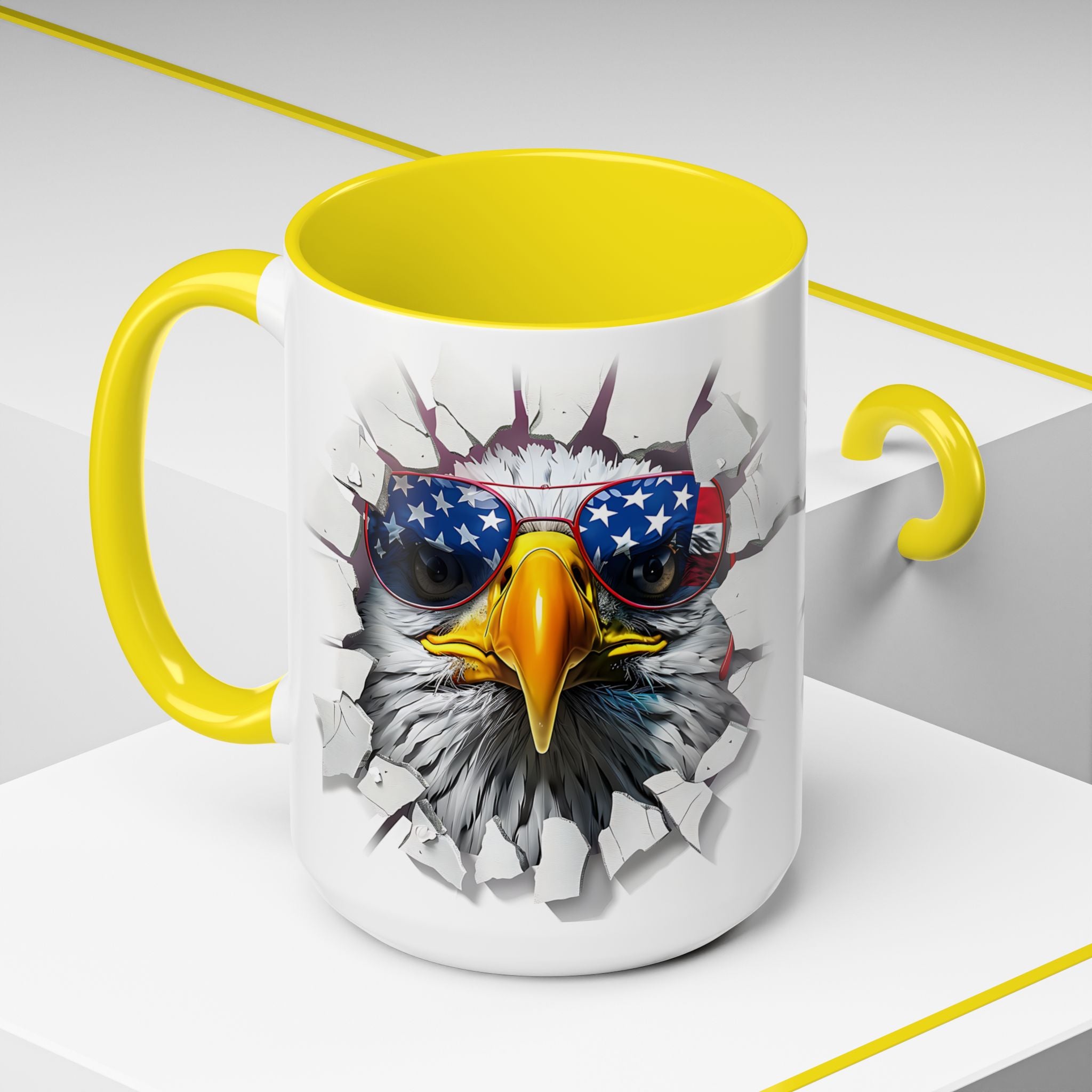 American Eagle Coffee Mug with USA Flag Accent Design