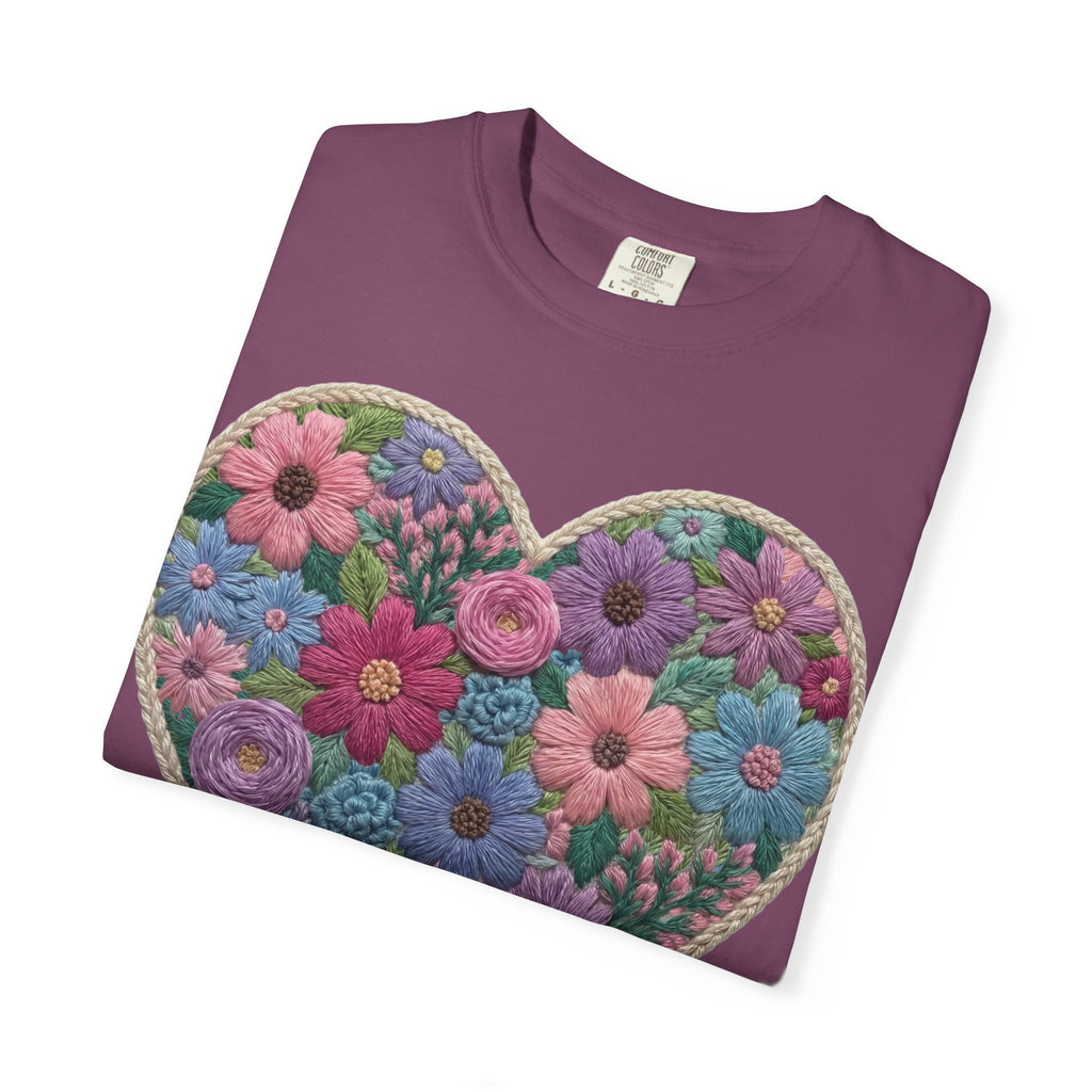 Floral Heart T-Shirt — Colorful Bouquet Heart Graphic (Print It Your Way)