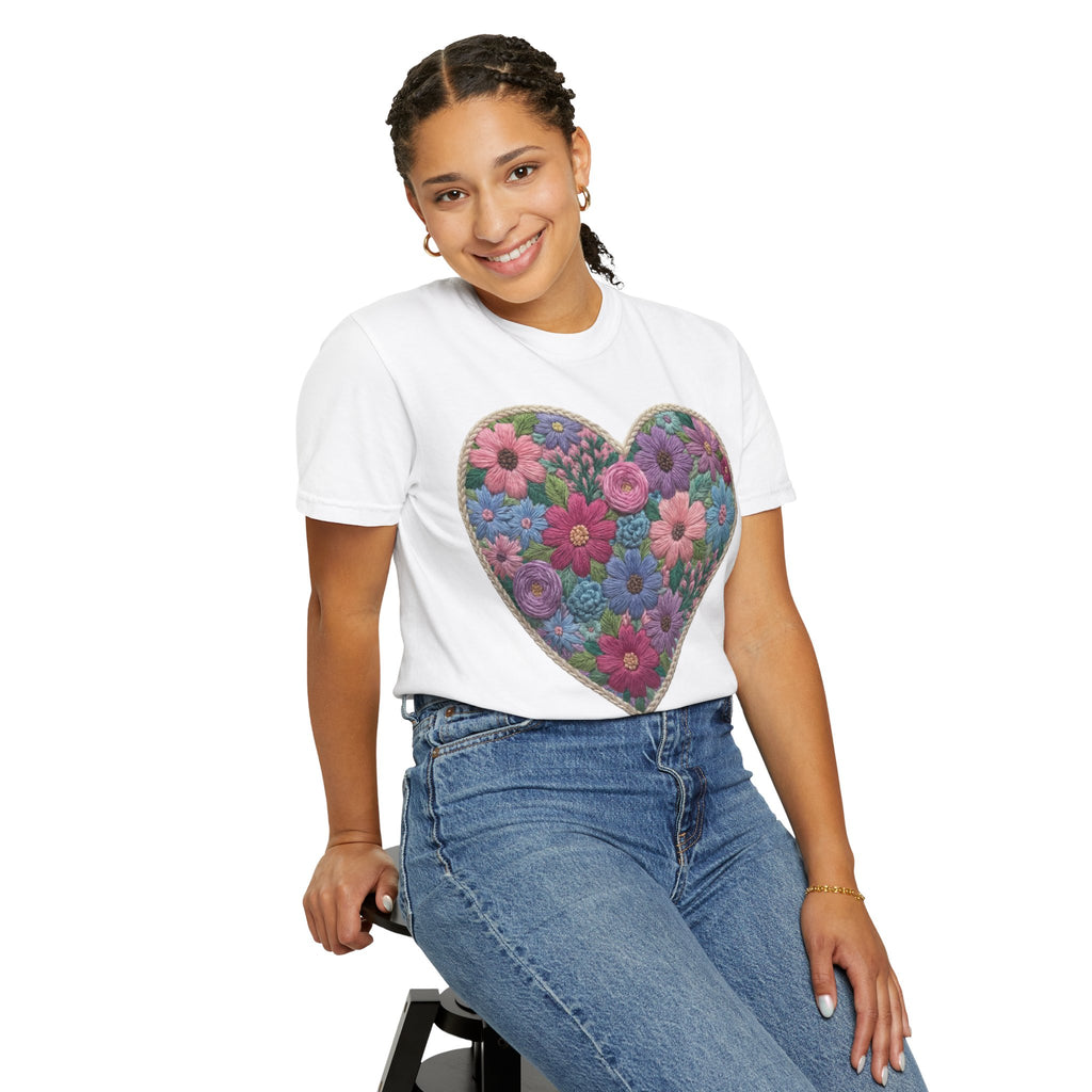 Floral Heart T-Shirt — Colorful Bouquet Heart Graphic (Print It Your Way)