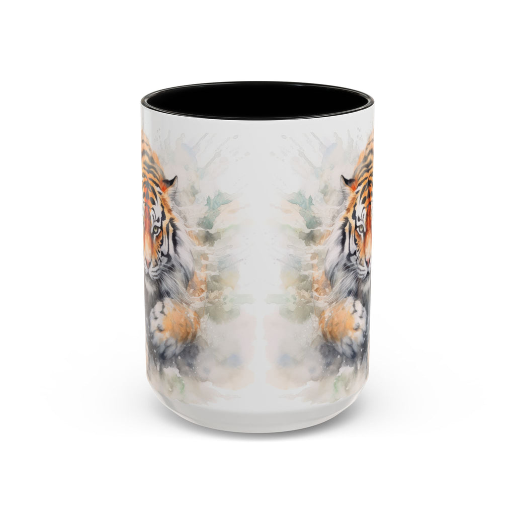 Tiger Watercolor Accent Coffee Mug – Artistic Wildlife Ceramic Mug (11/15oz)