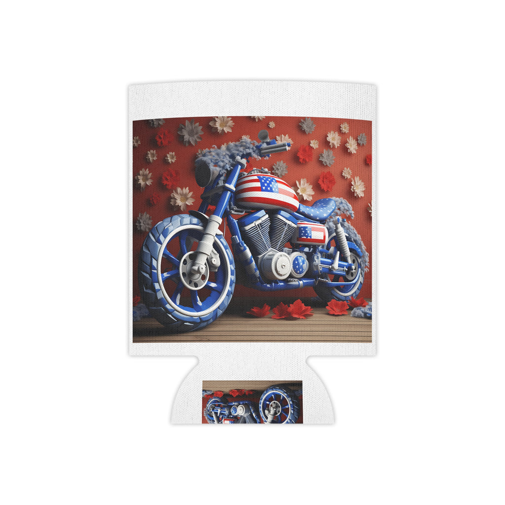 American Flag Motorcycle Can Cooler for Patriotic Gatherings