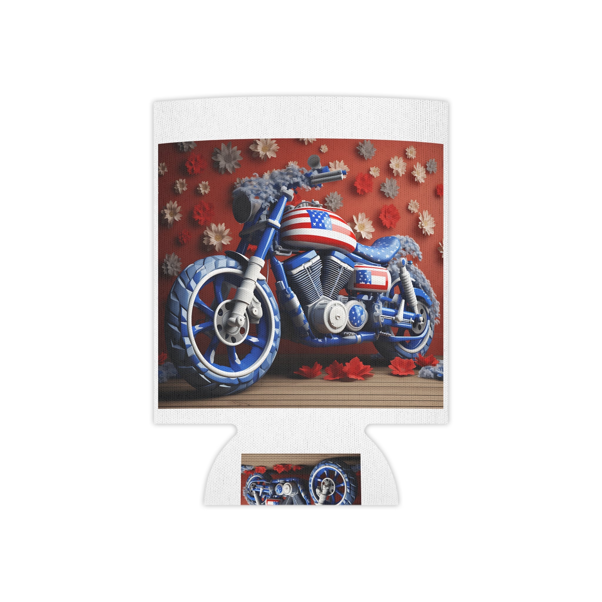 American Flag Motorcycle Can Cooler for Patriotic Gatherings