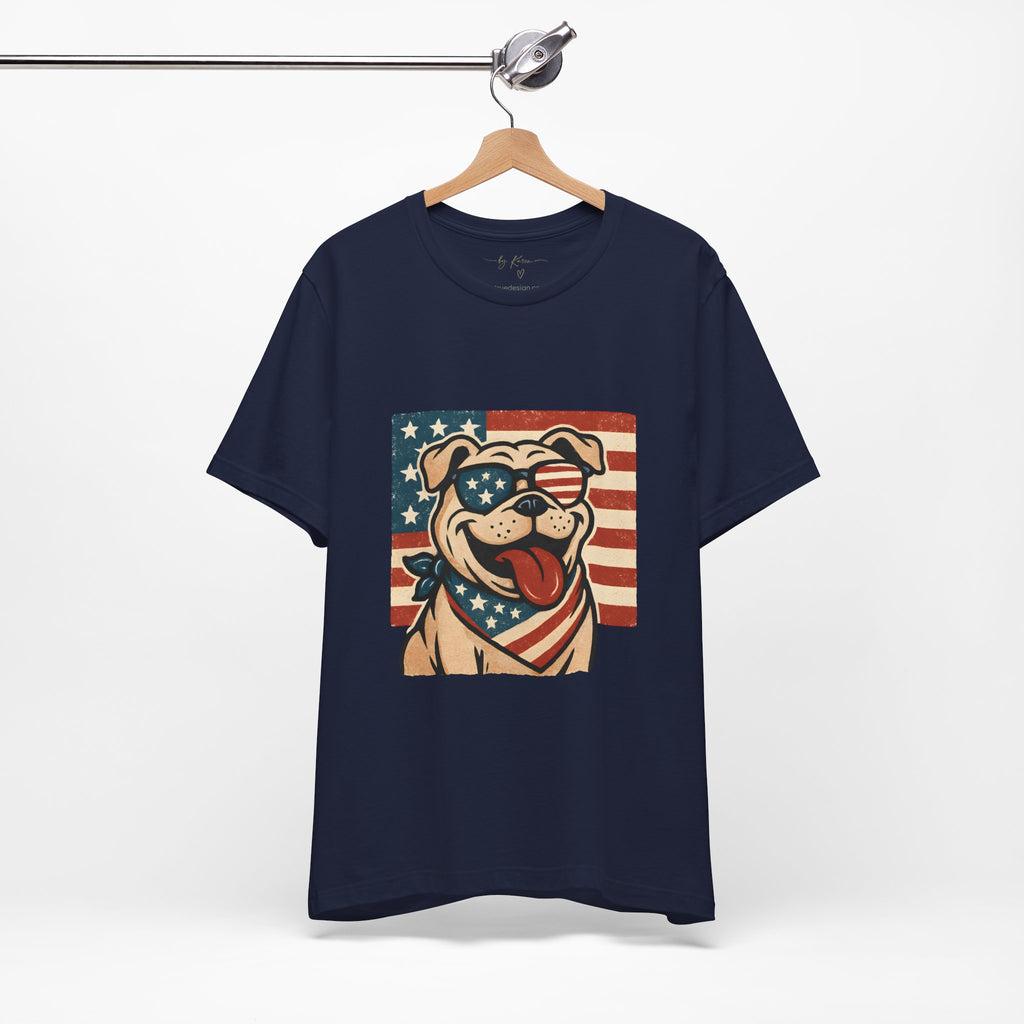 Dog's are Patriotic Too (American Flag, Funny 4th of July Shirt)