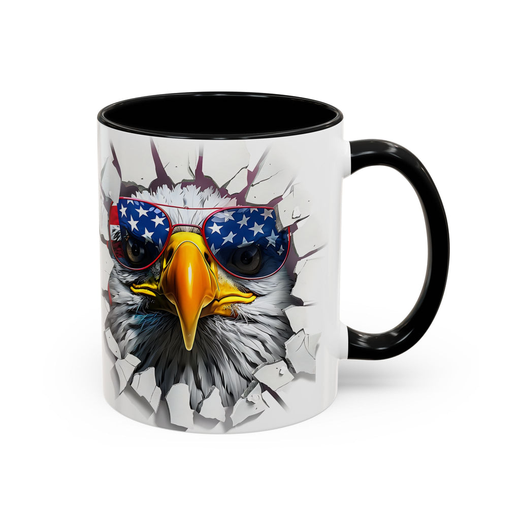American Eagle Coffee Mug with USA Flag Accent Design
