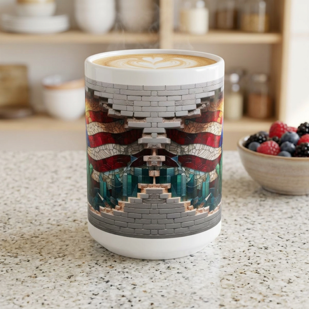 American Flag Urban Mosaic Ceramic Mug - Visual Delight in Your Hands