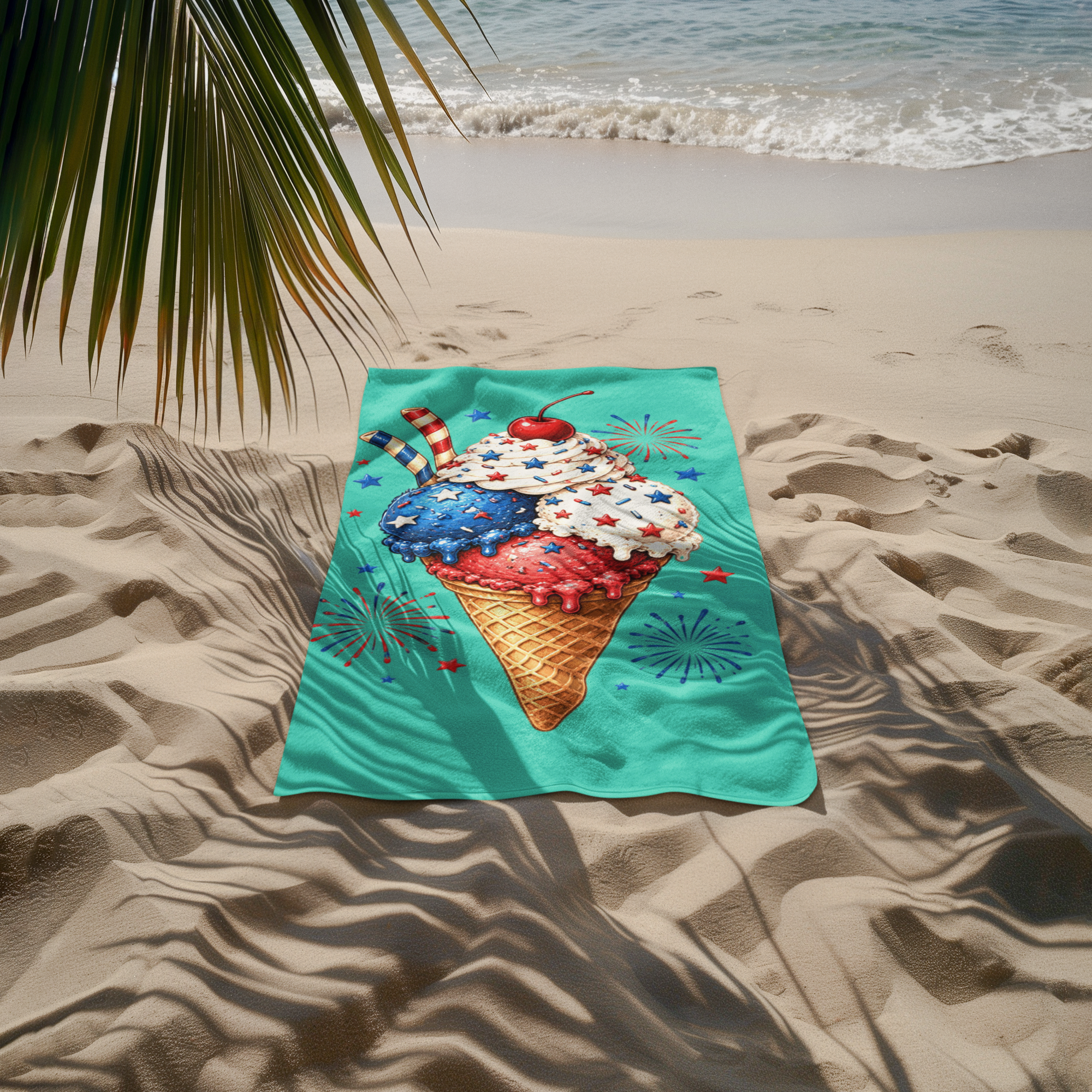USA Patriotic Beach Towel — Red White & Blue Star Design for 4th of July