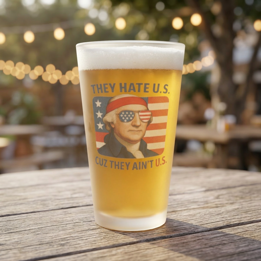 Patriotic Humor Frosted Pint Glass - 16oz with Vintage Print