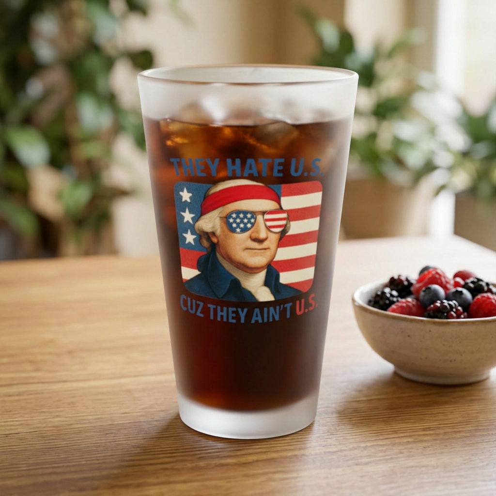 Patriotic Humor Frosted Pint Glass - 16oz with Vintage Print