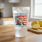 Patriotic Humor Frosted Pint Glass - 16oz with Vintage Print