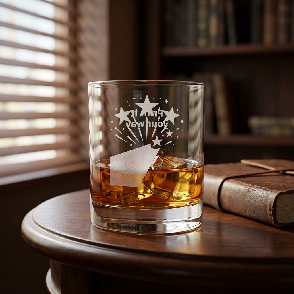 Engraved Stars & Stripes Customizable Whiskey Glass