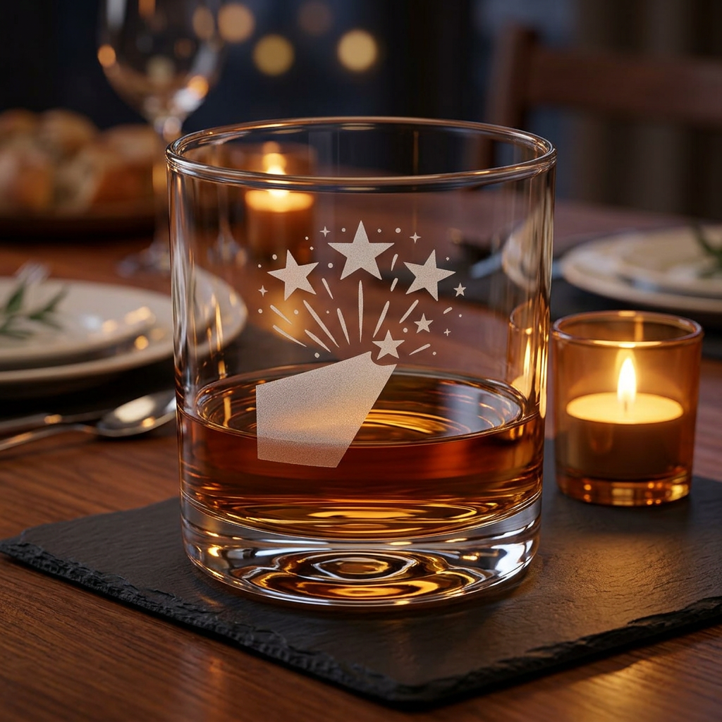 Engraved Stars & Stripes Customizable Whiskey Glass