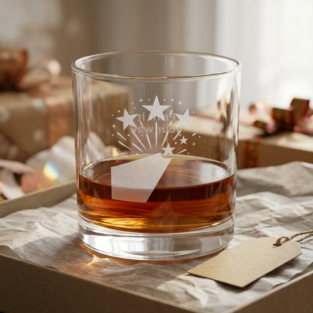 Engraved Stars & Stripes Customizable Whiskey Glass